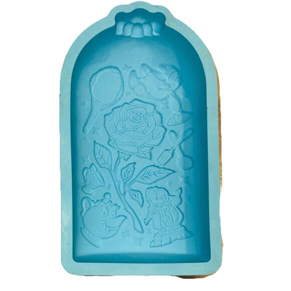 Disney Silicone Bread Pan Beauty And The Beast Enchanted Rose Lumiere Cogsworth - Picture 1 of 3